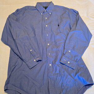Ralph Lauren Button Down Shirt Cotton 16 32 / 33 Yarmouth Long Sleeve Blue EUC